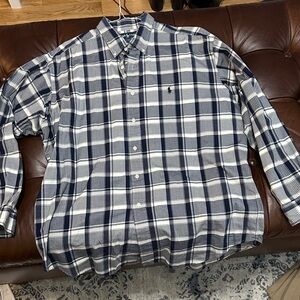 Ralph Lauren Blue and White Plaid Shirt